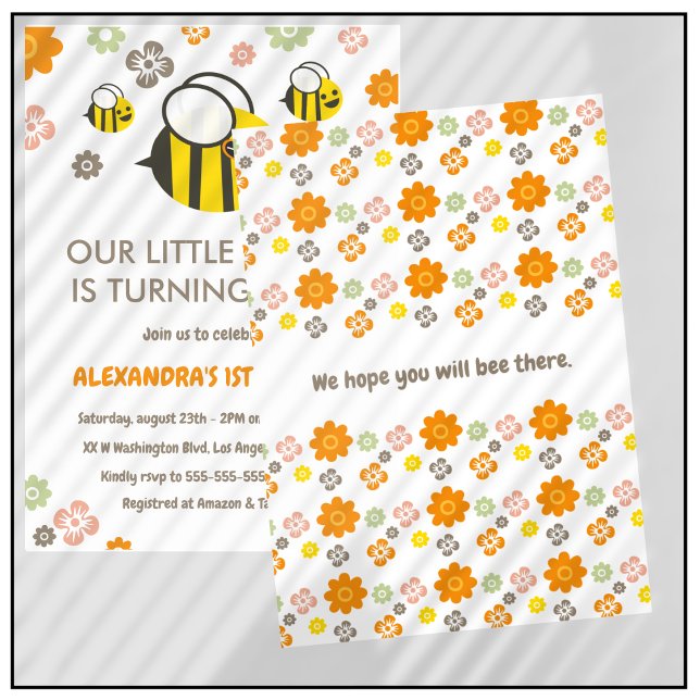 invitaciones 1er día de abeja Nuestra pequeña miel (Bee-1st-birthday-invitations-Our-little-honey-Cute-6)