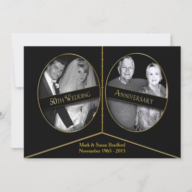 Invitaciones a 50 años Bodas - Doble marco (Anverso)