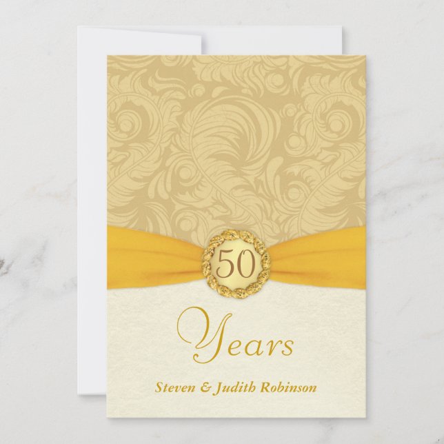 Invitaciones a 50 años - Monograma de oro (Anverso)