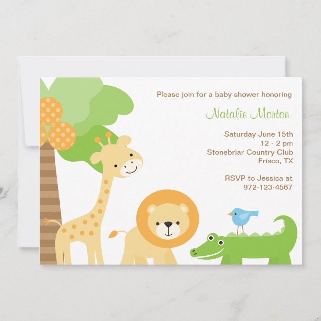 Invitaciones a animales de la jungla (Anverso)