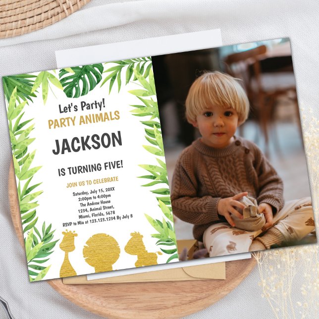 Invitaciones a animales de Woodland purpurinas con (Glitter Woodland Animals Invitations with photo)