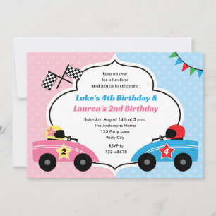 Invitaciones a autos de carreras - Chica de birthd