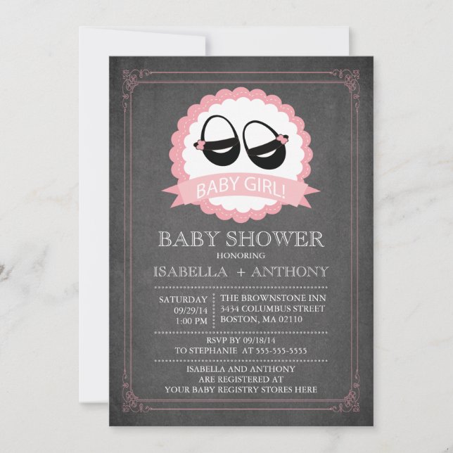 Invitaciones a Baby Shower de los Chicas de calzad (Anverso)