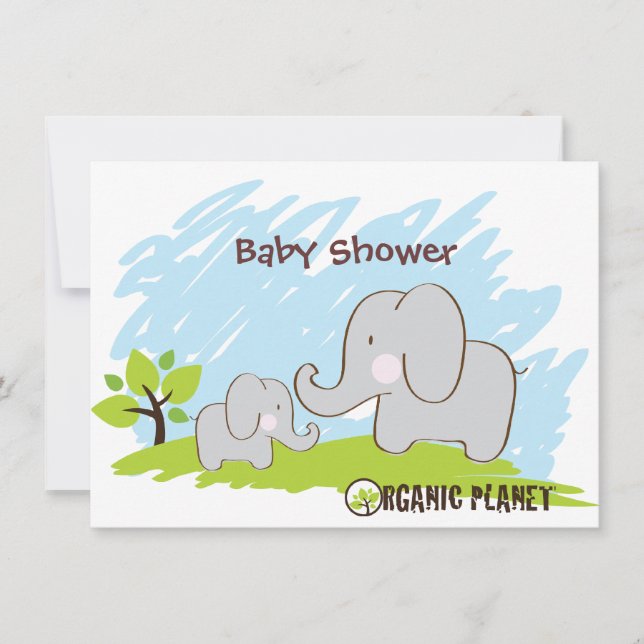 Invitaciones a Baby Shower para Elephant Organic P (Anverso)