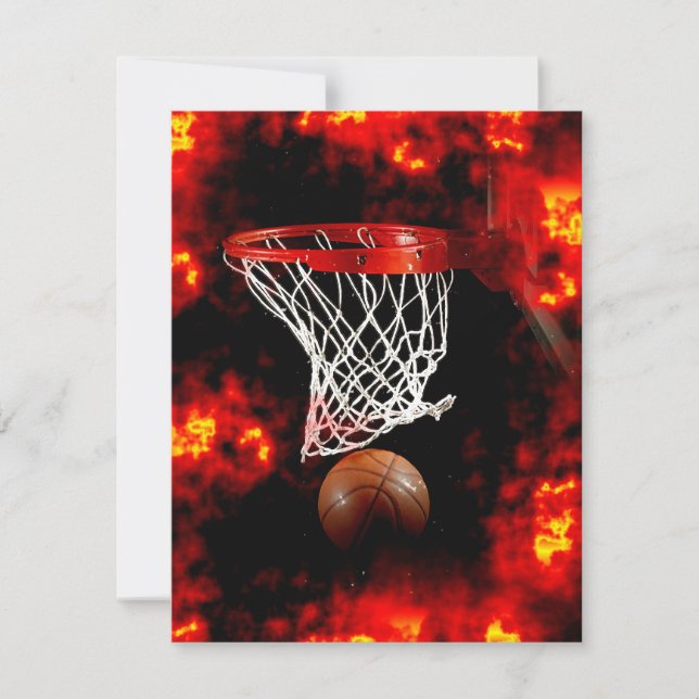 Invitaciones a Ball, Net & Flames de Baloncesto (Anverso)