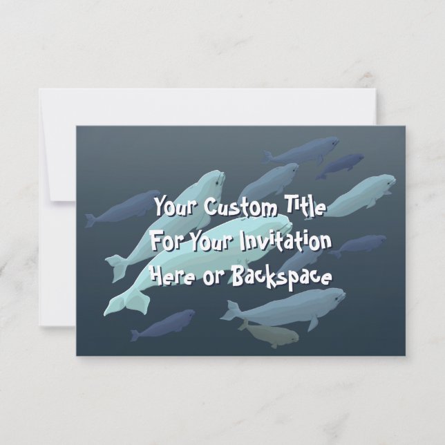 Invitaciones a ballenas Beluga Personalizadas RSVP (Anverso)