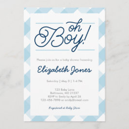 Invitaciones a bañador con "Oh Boy" de Gingham azu