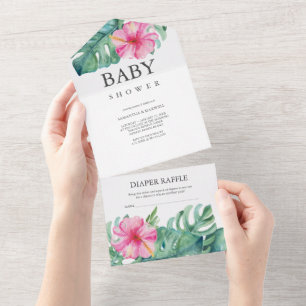 Invitaciones a bañador con temática luau