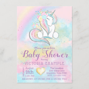 Invitaciones a bañador de arcoiris de unicornio
