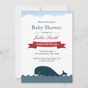 Invitaciones a bañador de ballena azul y mar