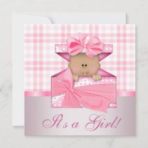 Invitaciones a bañador de bebé de Pink Gingham Bab