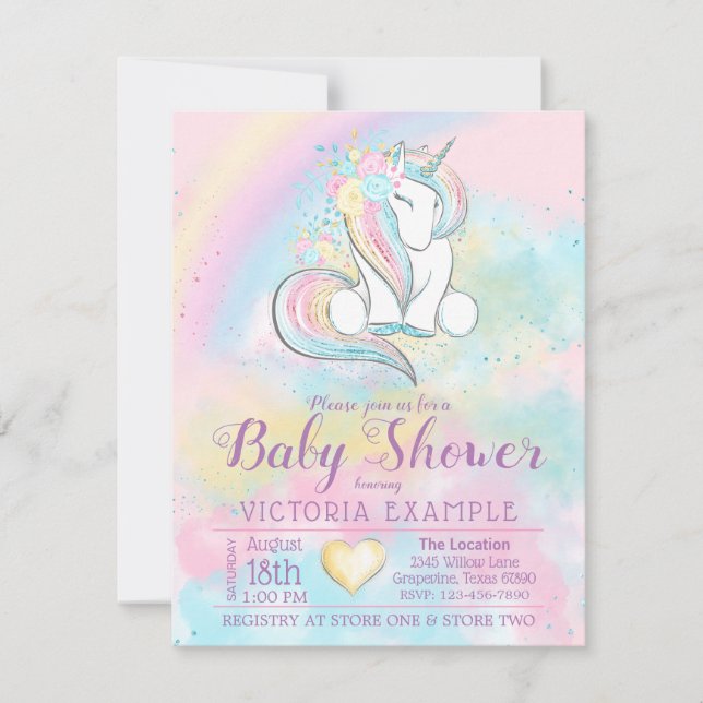 Invitaciones a bañador de Chica de arcoiris de Uni (Anverso)