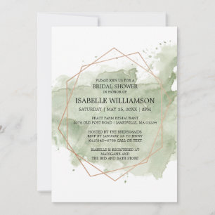 Invitaciones a bañador de color verde y dorado