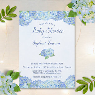 Invitaciones a bañador de flores de hidrangea azul