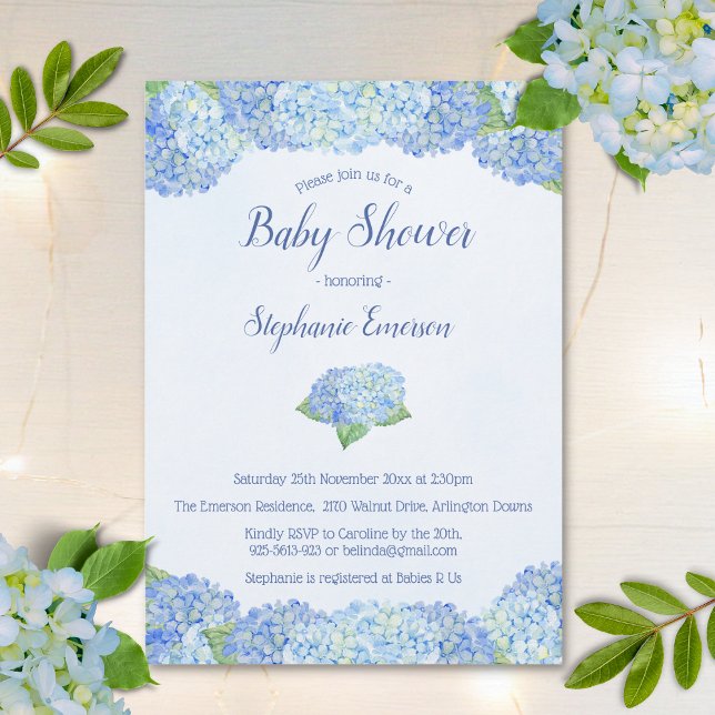 Invitaciones a bañador de flores de hidrangea azul (Subido por el creador)