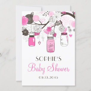 Invitaciones a bañador de flores de mason jars de