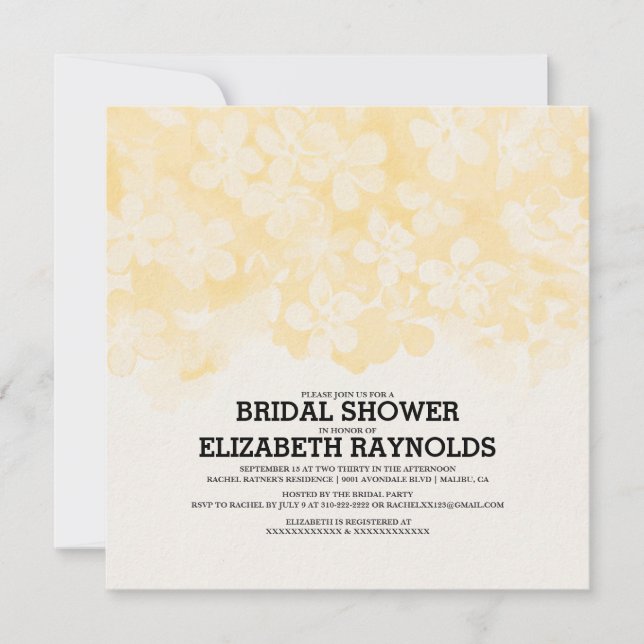 Invitaciones a bañador de flores de oro (Anverso)