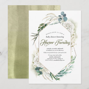 Invitaciones a bañador de hidrangea blanca verde