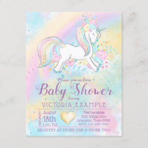 Invitaciones a bañador de niñas con unicornio arco