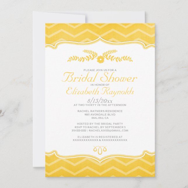 Invitaciones a bañador de novias Zigzag Gold (Anverso)