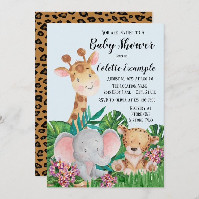 Invitaciones a bañador de Safari Baby Shower (Anverso / Reverso)