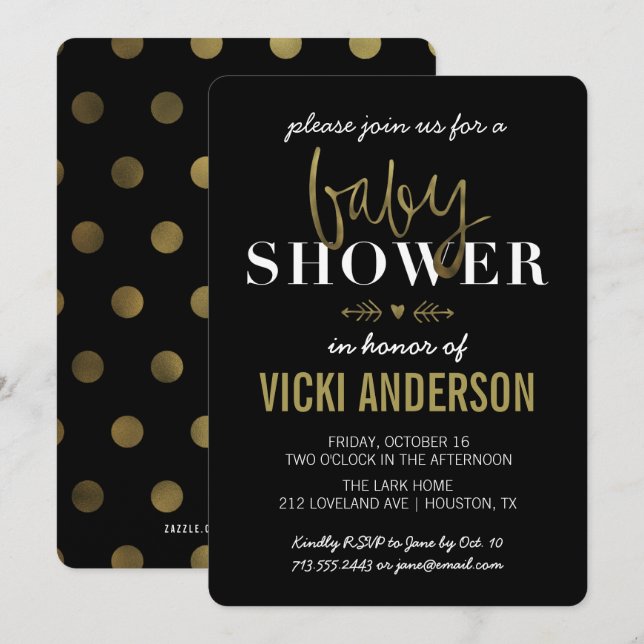 Invitaciones a bañador moderno Glam Faux Gold (Anverso / Reverso)