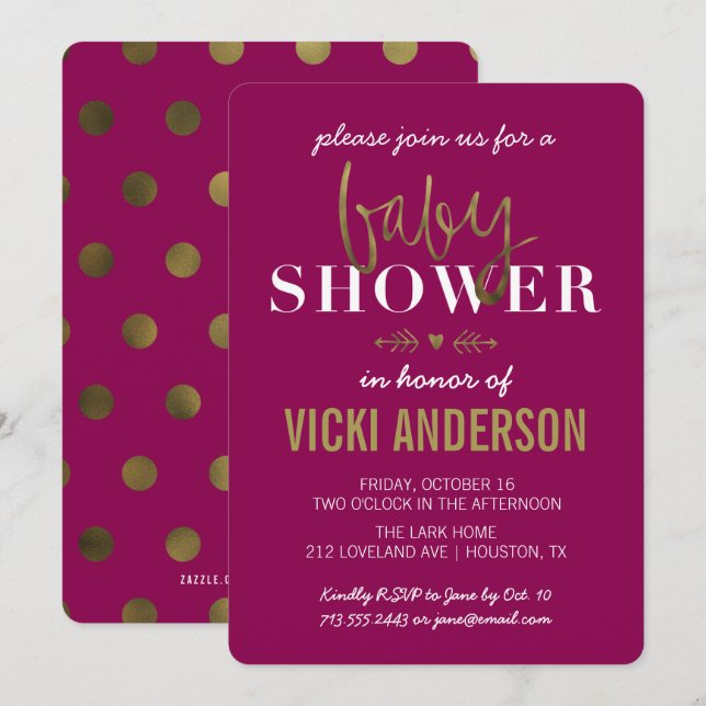 Invitaciones a bañador moderno Glam Faux Gold (Anverso / Reverso)