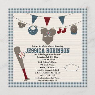 Invitaciones a bañarse con temas de béisbol