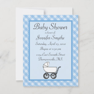 Invitaciones a bañarse en Blue Gingham Baby