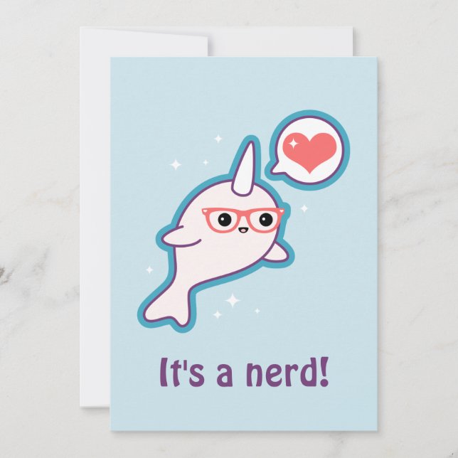 Invitaciones a bañarse en el Narwhal azul para ner (Anverso)