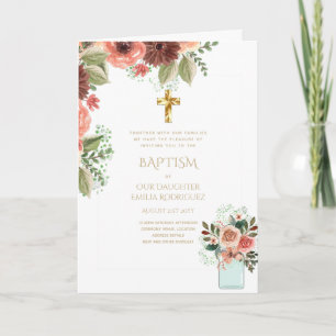 Invitaciones a BAPTISM con flores de 4pg - Program