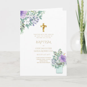 Invitaciones a BAPTISM con flores de 4pg - Program