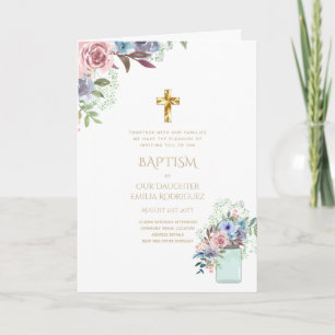 Invitaciones a BAPTISM con flores de 4pg - Program