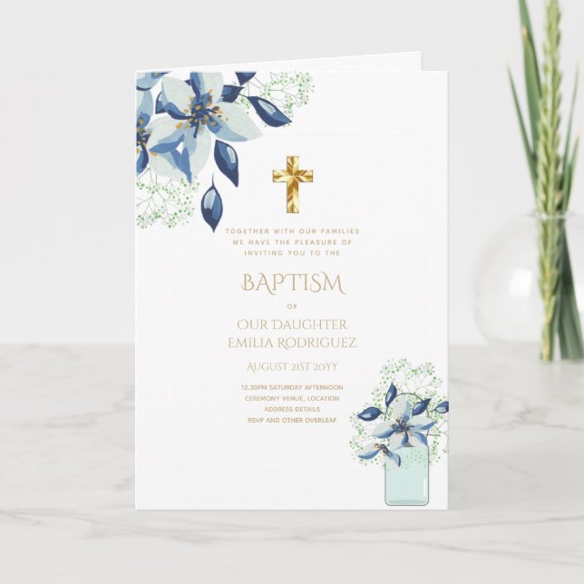Invitaciones a BAPTISM con flores de 4pg - Program (Anverso)