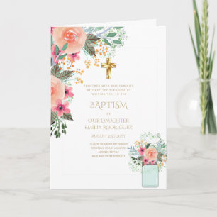 Invitaciones a BAPTISM con flores de 4pg - Program
