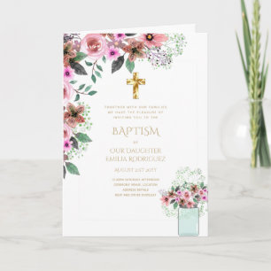Invitaciones a BAPTISM con flores de 4pg - Program