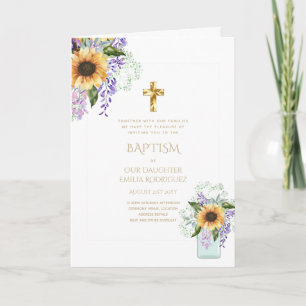Invitaciones a BAPTISM con flores de 4pg - Program