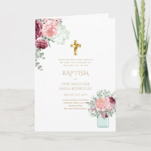 Invitaciones a BAPTISM con flores de 4pg - Program