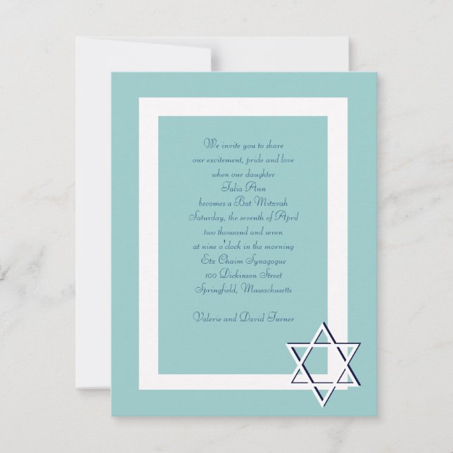 Invitaciones a Bar/Bat Mitzvah (Anverso)