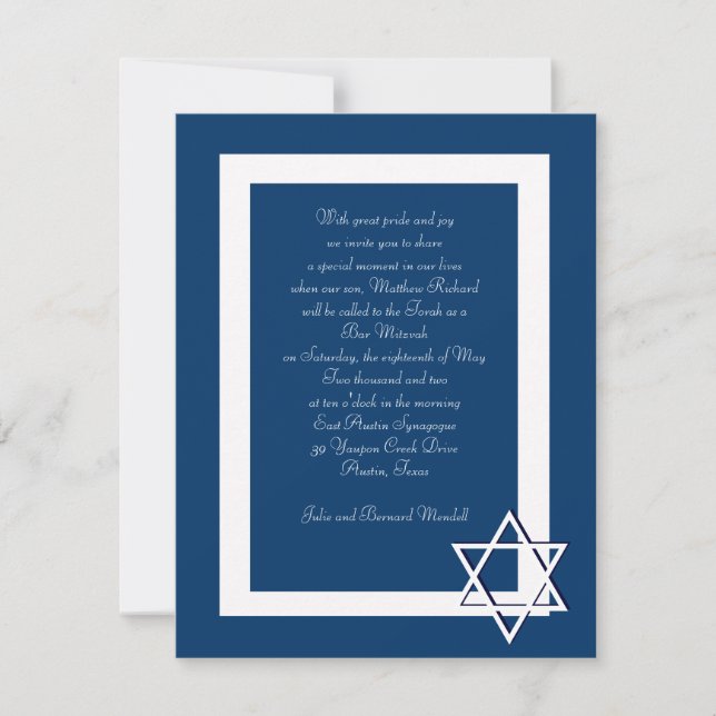 Invitaciones a Bar/Bat Mitzvah (Anverso)