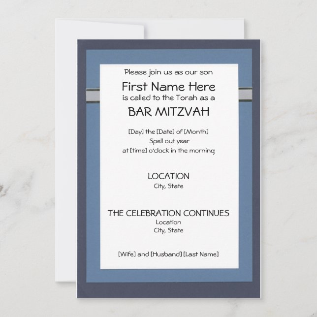 Invitaciones a Bar Mitzvah (Anverso)