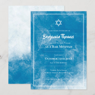 Invitaciones a Bar Mitzvah  Ombre azul