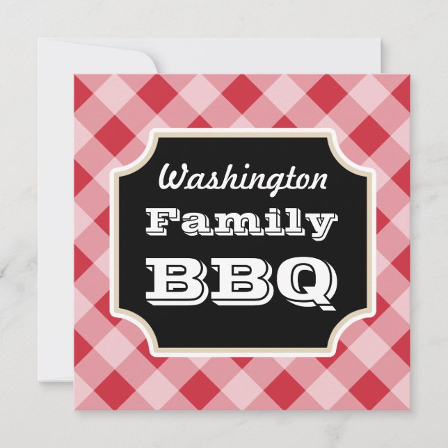 Invitaciones a barbacoa de la familia Red Gingham  (Anverso)