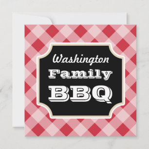 Invitaciones a barbacoa de la familia Red Gingham 