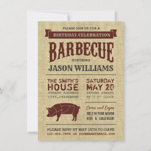 Invitaciones a barbacoa de la fiesta de cumpleaños