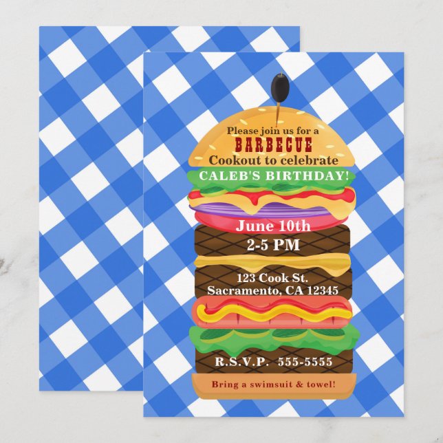 Invitaciones a barbacoa de verano de Blue Hamburge (Anverso / Reverso)