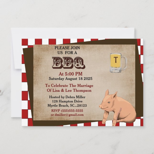 Invitaciones a barbacoa para parejas (Anverso)