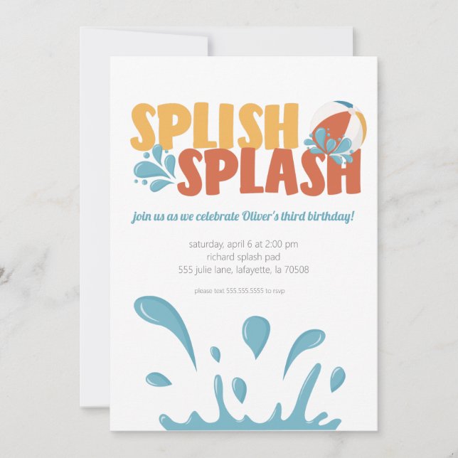 Invitaciones a Bash de cumpleaños de verano de Spl (Anverso)