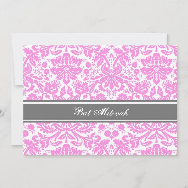 Invitaciones a Bat Mitzvah, Bat gris rosado (Anverso)