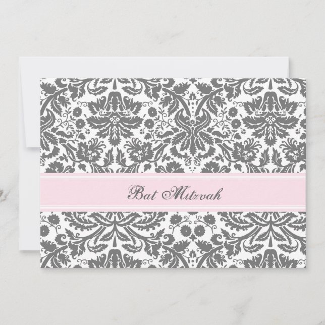 Invitaciones a Bat Mitzvah, Bat gris rosado (Anverso)